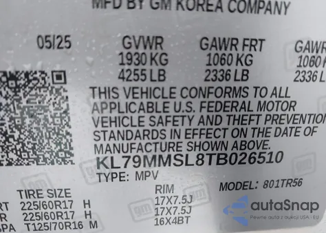 2026 Chevrolet Trailblazer Fwd Ls из США, поврежденный, VIN KL79MMSL8TB026510